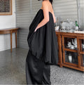 Solid Loose Temperament Dresses for Women Strapless Sleeveless Patchwork Folds Elegant Dress Female Clothing New