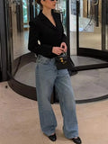 Black Loose Spliced Buttons Chic Jackets for Women Lapel Long Sleeve Commute Basics Jacket Female Summer Fashion
