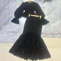 White High End Two Piece Set for Women V Neck Long Sleeve Slimming Top High Waist Asymmetrical Long Skirt Luxury Suit Female