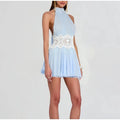 Elegant Lace Women Long Pant Set Square Neck Sheer Ruffle Hem Crop Cami Top High Waist Wide Leg Trousers 2026 Summer Chic Suit