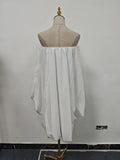 Solid Loose Temperament Dresses for Women Strapless Sleeveless Patchwork Folds Elegant Dress Female Clothing New