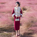 Red New Chinese Suzhou Long sleeved Cheongsam Winter Thick Improved Young Women's High end New Year's Worship Dress Qipao Dress