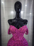 Shining Rosered Shining Sequins Women Sexy Strapless Laced-up Bodycon Mini Dress Nightclub Party Celebrate Performance Costumes