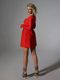 Elegant Mini Square Collar Diamond Evening Dress Short A-Line Long Sleeves White Pocket Princess Prom Gowns 2024 New
