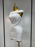 High Quality Women Bodycon Sexy Off The Shoulder Draped Mini Dress Club Dress Midi Celebrity Elegant Party Luxury Birthday Dress