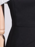 Hit Color Spliced Shawl Elegant Long Dress Women Square Collar Sleeveless High Waist Evening Dresses Female New Autumn 2024