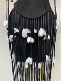 Women Sexy Off Shoulder Tassels Bodycon Bandage Dresses Elegant Evening Party Luxury Birthday Cocktail Wedding Guest Gowns