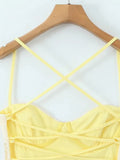 Hot Girl Spaghetti Strap Mini Dresses for Women Square Collar Sleeveless Fish Bone Tunic 3D Decoration Dress Female
