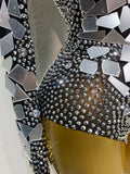 Luxury Rhinestones Mirrors Sexy Sheath Bodysuit Women Nightclub DJ Performance Costume Evening Party Celebrate Stage Wear