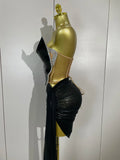 Sparkly Gold Sequin Sexy Top Two Pieces Set 2025 Women Celebrate Party Birthday NightClub Performance Dancer Show Stage Outfit