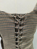 Hit Color Spliced Lace Up Slimming Vests for Women Square Neck Sleeveless Temperament Vest Female New