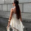 Sexy Lace Top Summer White See Through Lace Patchwork Hot Girl T-Shirt Elegant Luxury Party Look Streetwear Top Women