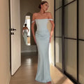 Satin Mermaid Maxi Dress Women Shoulder Pad Cutout Stand Collar Ruched Bodycon Evening Gown Wedding Prom New Hot Luxe Gowns 2026
