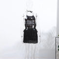 Sexy Halter Lace Up Ruched Mini Skirt Set Women Solid Sleeveless Backless Tops Low Waist Slim Skirts 2025 Summer Lady Beach Suit