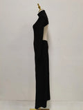 Black Turtleneck Backless Maxi Dresses Female Long Sleeve Slimming Minimalist High End Style for Luxury Cocktails