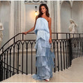 Ladies Strapless Fringe Maxi Gown Tiered Asymmetrical Sleeveless Slim Robe Summer Beach Club Cocktail 2026 New Chic Hot Vestidos