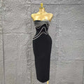 Women Sexy Strapless Shinning Sequins Bodycon Long Bandage Dress Celebrate Evening Party Cocktail Outfit Vestido