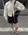 Fashion Polka Dot Print Jacket Coat Women's Stand Collar Long Sleeved Workwear Coat Ins Hot Short Casual Female Jackets