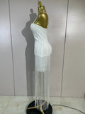 Elegant Prom  Evening Party Luxury Birthday Wedding Guest Dresses Women Sexy Shiny Crystals Tassel Bodycon Long Bandage Dress