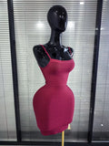 Pink Color Women Sexy Strap Bodycon Mini Bandage Dress Nightclub Party Celebrate Birthday Fashion Cocktail Outfit Clothing
