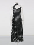 Hit Color Slimming Dresses for Women Square Neck Sleeveless High Waist Temperament Long Dress Female Fashion Style