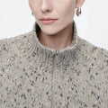 Solid Spliced Zipper Short Sweater Jackets For Women High Neck Long Sleeve Minimalist Female Fashion Style Clothes