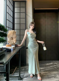 Olive Girl Dramatic Dress for Garden Wedding 2026 Fairycore Photoshoot S-L XS-3XL Plus Size Dramatic Silhouette Romantic Editorial Not Costume Hanfu Chinese Dress Traditional Chinese Clothing Chinese Heritage Fashion Women