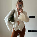Autumn Knit Cardigan Women's New Vintage Hollow Out Long-Sleeved Sweater 2026 Casual Streetwear White Knit Top Female
