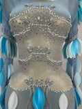 Luxury Sparkly Rhinestones Pearl Leaves Sexy Mesh Long Dress Women Celebrate Party Birthday Wedding Dress Nightclub Stage Outfit