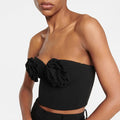 Women's Black 3D Corsage Crop Tube Top Fashion Hot Vacation Party Wear Versatile Stylish Performance Single Item Robes De Soirée