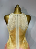Women Sexy O Neck Sleeveless Gradient Tassel Mini Bodycon Bandage Dress Celebrity Elegant Evening Club Party Cocktail Dress