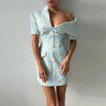 Elegant Solid Buttons Long Dress Women Waist Cinched Shoulder Pads High Collar Slit Dresses 2026 Spring Summer Lady Party Robes