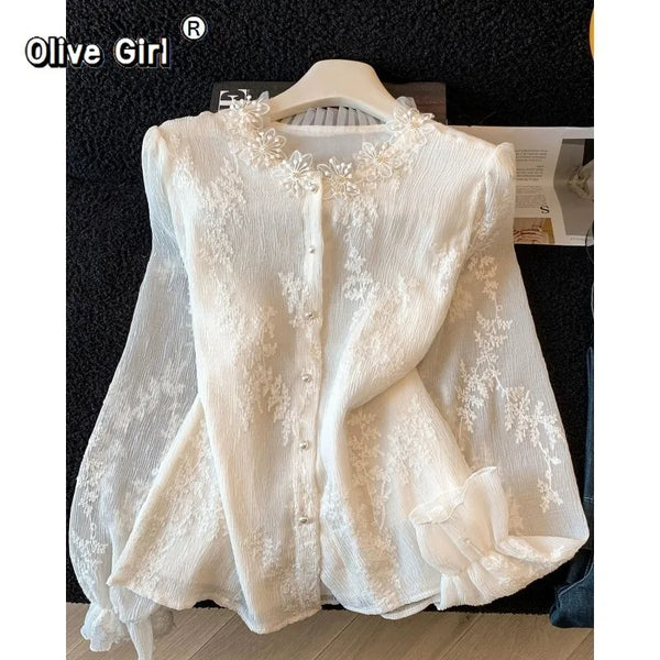Olive Girl Red Embroidered Embroidered Top for Ren Faire 2026 Garden Wedding Fairycore Photoshoot Everyday Wear S-XL XS-3XL Plus Size Hand Embroidered Romantic Garden Party Editorial Not Costume Chinese Heritage Fashion Women