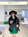 The new  women's jacket with extra thick warm and extra thick lamb feather rider jacket with artificial fur