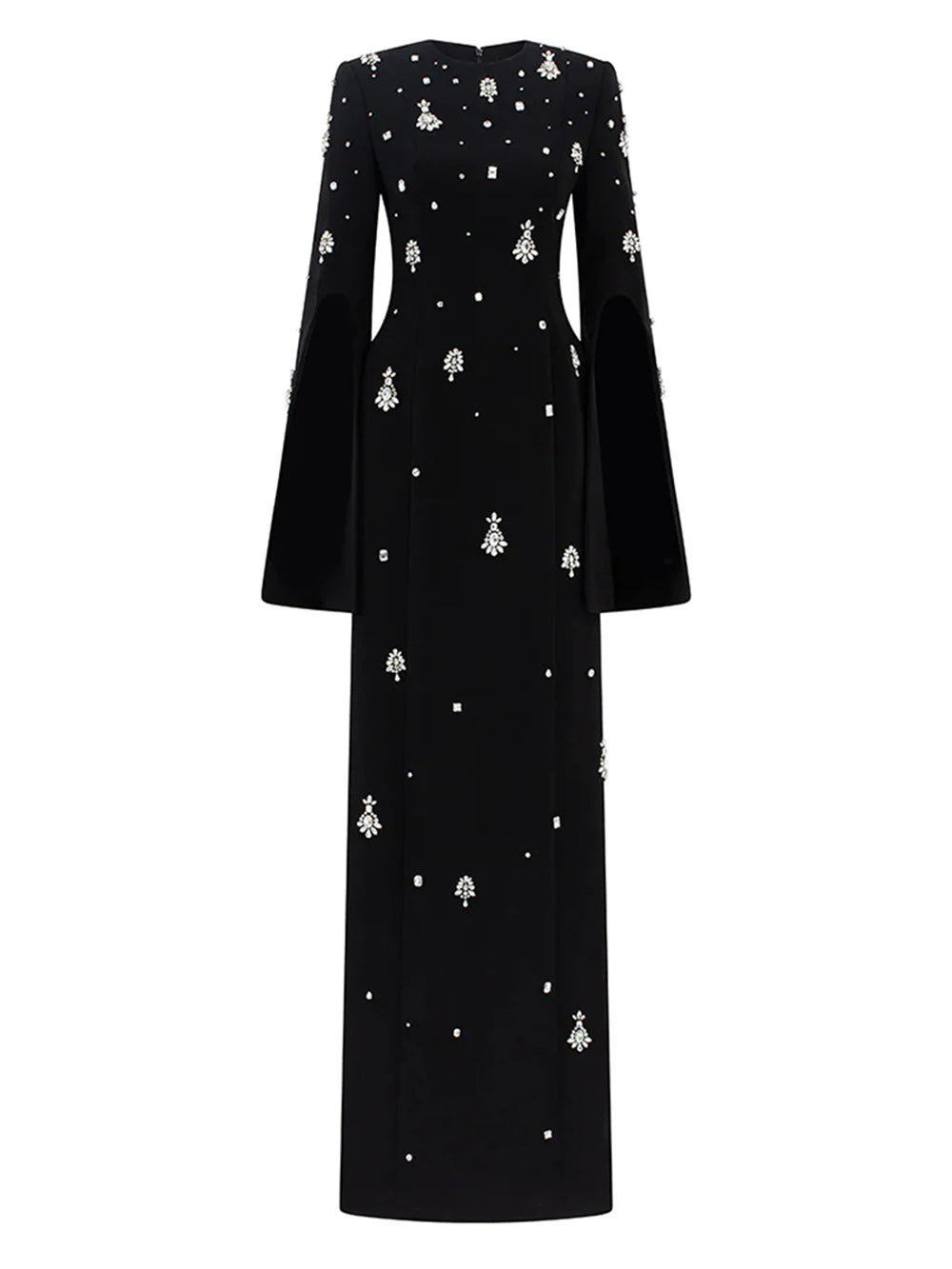 High Quality Sparkling Diamond Slim Long Dress Long Sleeve Black Women's Elegant Celebrity Evening Birthday Party Gowns