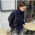 Stand Collar Women's Outerwear Single Breasted Long Sleeve Coat Solid Loose Woolen Coat Daily Commuter Wear Fall Collection 2026