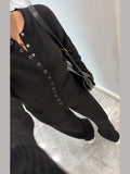 Women's Knitted Pants Two-piece Set Fashion Long Sleeve Single Breasted Sweater Wide-leg Pants Lady 2026 Spring Casual Outfits