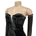 Luxury Evening Dress for Women Sexy Off Shoulder Ruched Crystal Velvet Mini Dress with Gloves Female Birthday Outfit Robe