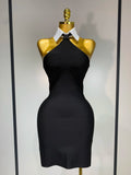Women Sexy Backless White Shirt Collar Black Mini Bodycon Bandage Dress 2025 Elegant Evening Club Party Luxury Birthday Dresses