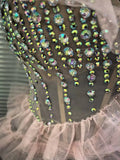 New Arrival Women Pink Rhinestones Mesh Ruffles Sexy Laced-up Long Maxi Dress Birthday Photoshoot Wear Cocktail Party Cute Dress