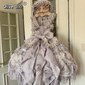 Olivegirl Lolita Dress Sexy Elegant Girl Women's Sweet Purple Lace Bowknot Jsk Dress Halterneck Princess Lolita Puffy Dresses