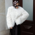Fashion Luxury Cropped Faux Fur Coat Women's Winter 2025 Ins Hot Fluffy Short Faux Fur Jacket Street Style Warm Outwear