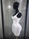 Winered White Women Sleeveless Sexy O-Neck Bodycon Mini Bandage Dress Birthday Party Celebrate Evening Clothing