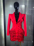 Women Long Sleeve Shining Beading Sequins Sexy V-Neck Bodycon Slim Mini Dress Bar Singer Celebrate Nightclub Party Outfit