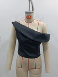 American Hot Girl Style Solid Tank Tops for Women Diagonal Collar Off One Shoulder Slimming Streetwear Vest Female Summer