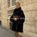 Vintage Fashion Fur Trim Collar Faux Mink Fur Coat Women Winter Luxury Warm Shearling Jacket Classic Overcoat Outerwear