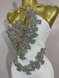 Sexy Backless Sparkly Crystal Diamonds White Bodycon Bandage Dress Women Celebrity Elegant Evening Club Party Birthday Dresses
