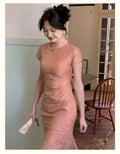 Chinese Style Dress Qipao Traditional Clothing Retro Young Improved Short Sleeve Cheongsam Dress Slim for Women Clothes Wedding