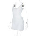 Solid Furry Dress Women Sexy Square Collar Sleeveless Zipper Backless Autumn Trend Elegant Street Party Mini Bodycon