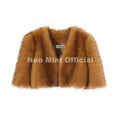 Iconic Blogger Fashion Girls Gradient Faux Fur Crop Top Short Jackets Women 2026 Winter New Fluffy Fox Fur Cropped Coat